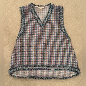 Maje Colorful Tweed V-Neck Top